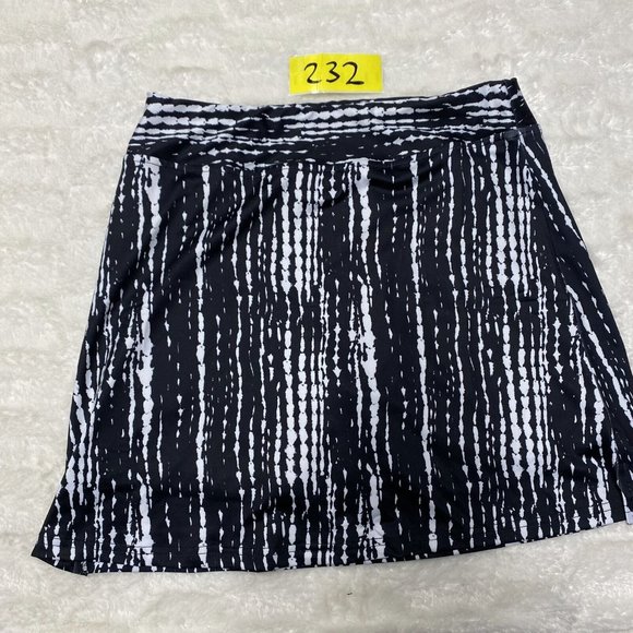 Women's A-Line Skirt Small Black Linear Linde Polyester Stretch Short Length - Picture 12 of 12